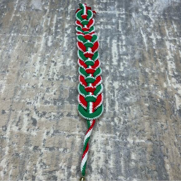 Vintage 1970's Handmade Crochet Wreath Chain Door Hanger Kitschy Christmas - Picture 6 of 9